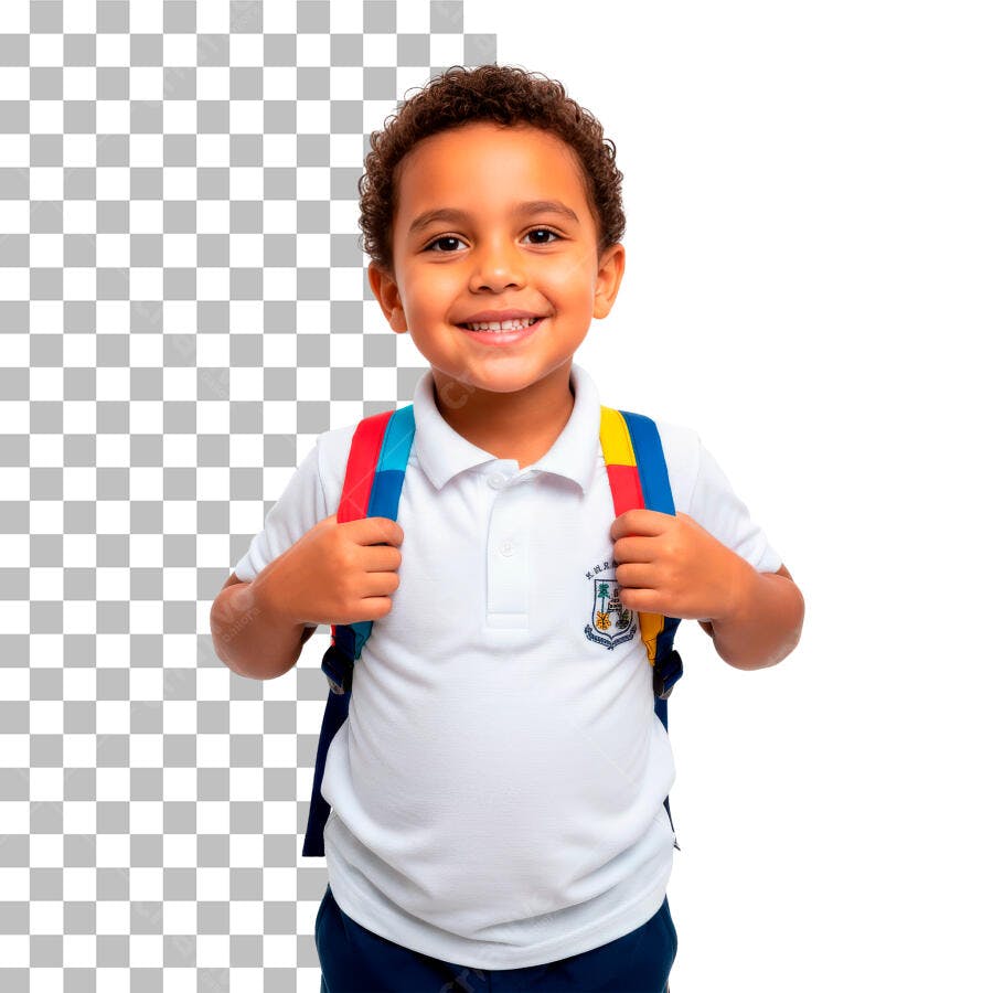 Foto Recortada Menino Estudante Mochila Escolar PNG Fundo Transparente