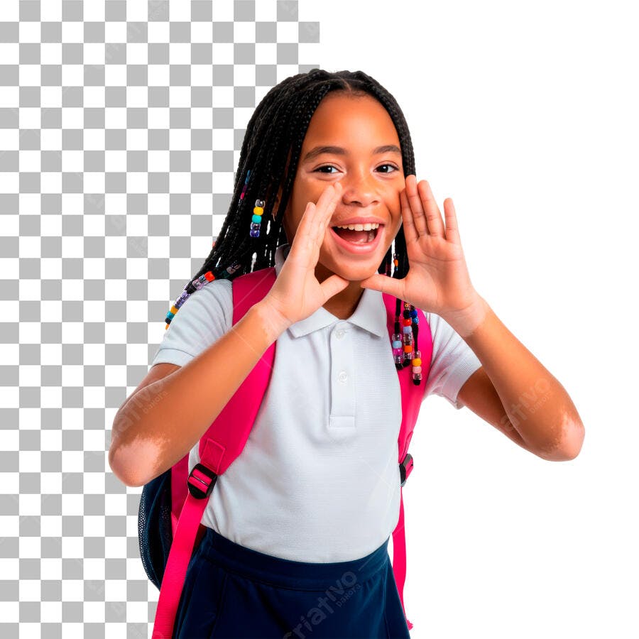 Foto Recortada Menina Estudante Gritando PNG Fundo Transparente
