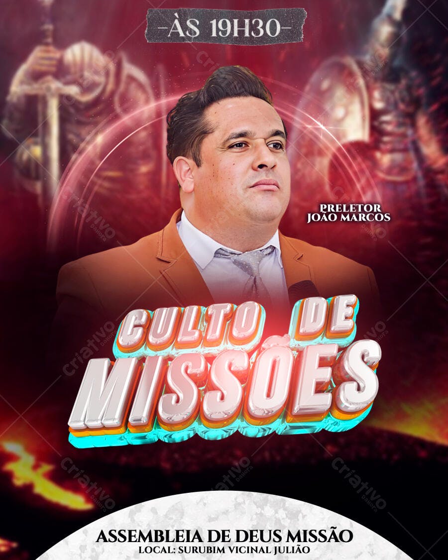 Flyer Culto de Missões Igreja Evangélica PSD Editável