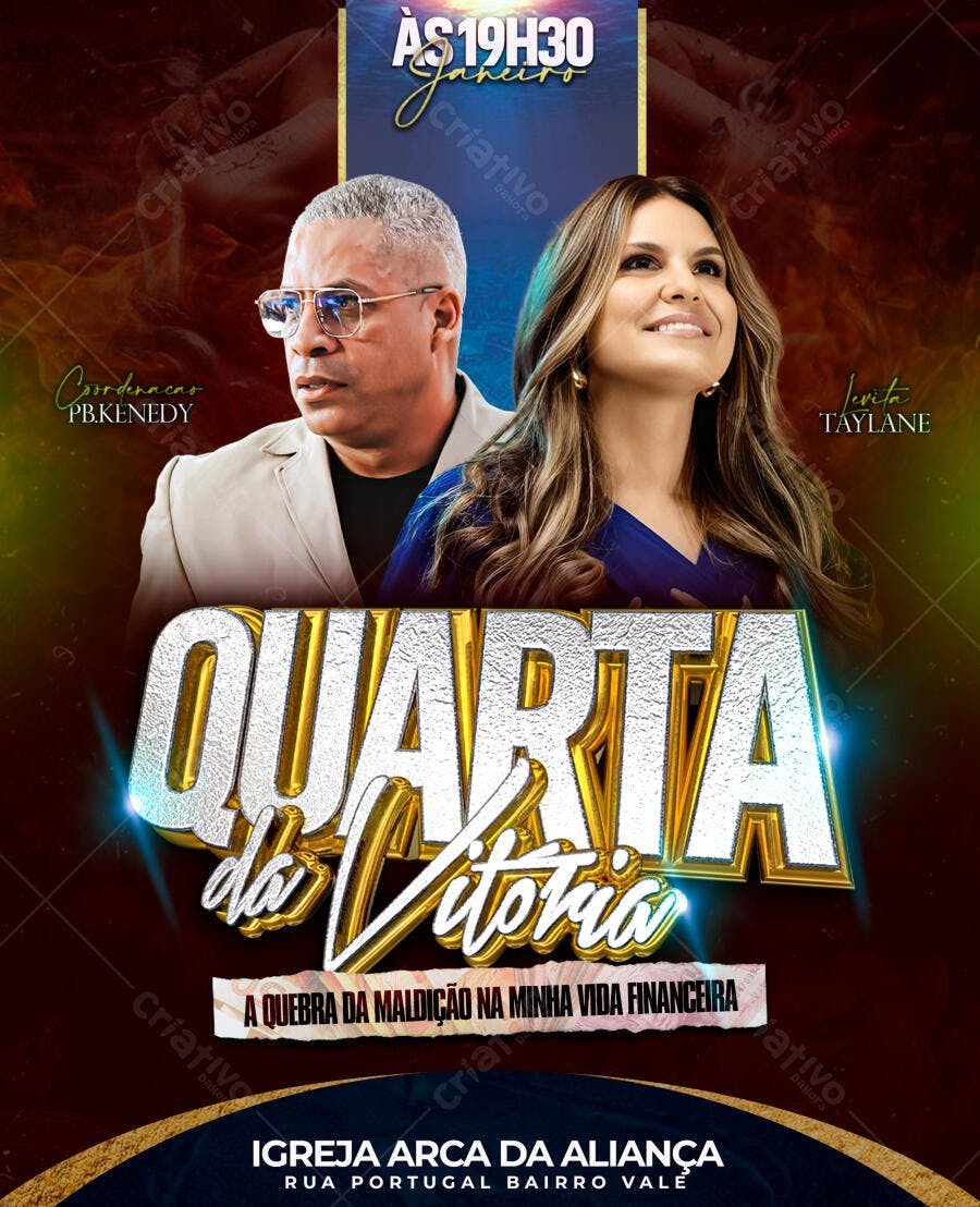 Flyer Quarta da Vitória Igreja Evangélica PSD Editável