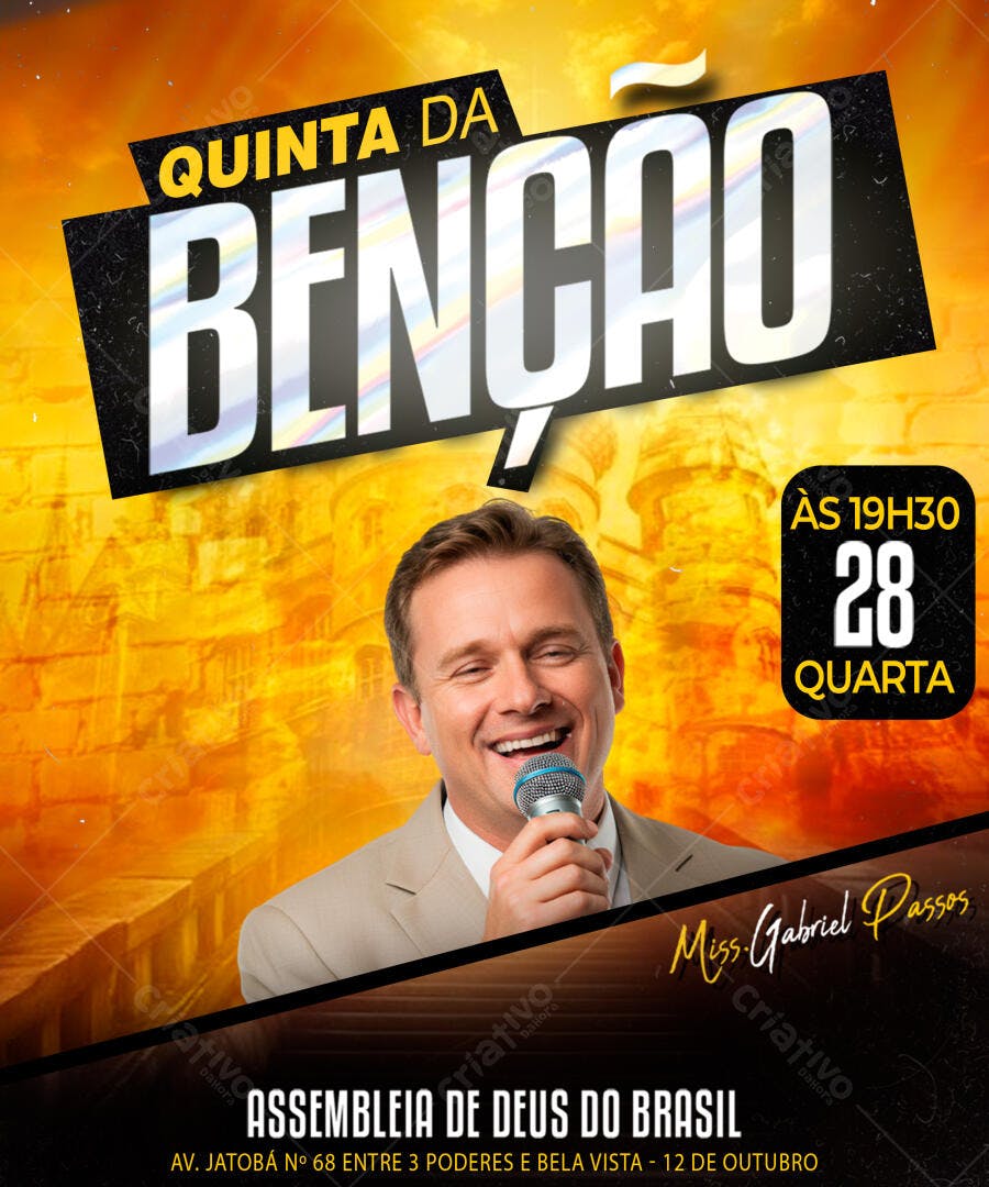 Flyer Evento Religioso Quinta da Benção PSD Editável