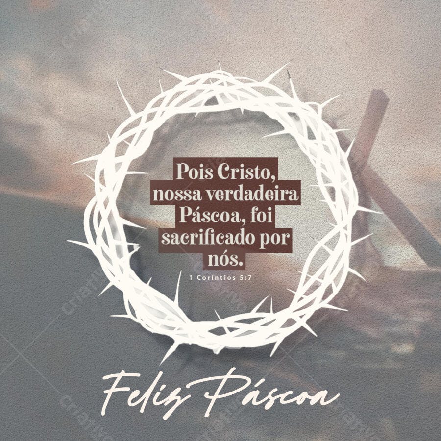 Post Instagram Páscoa Coroa Espinhos PSD Editável
