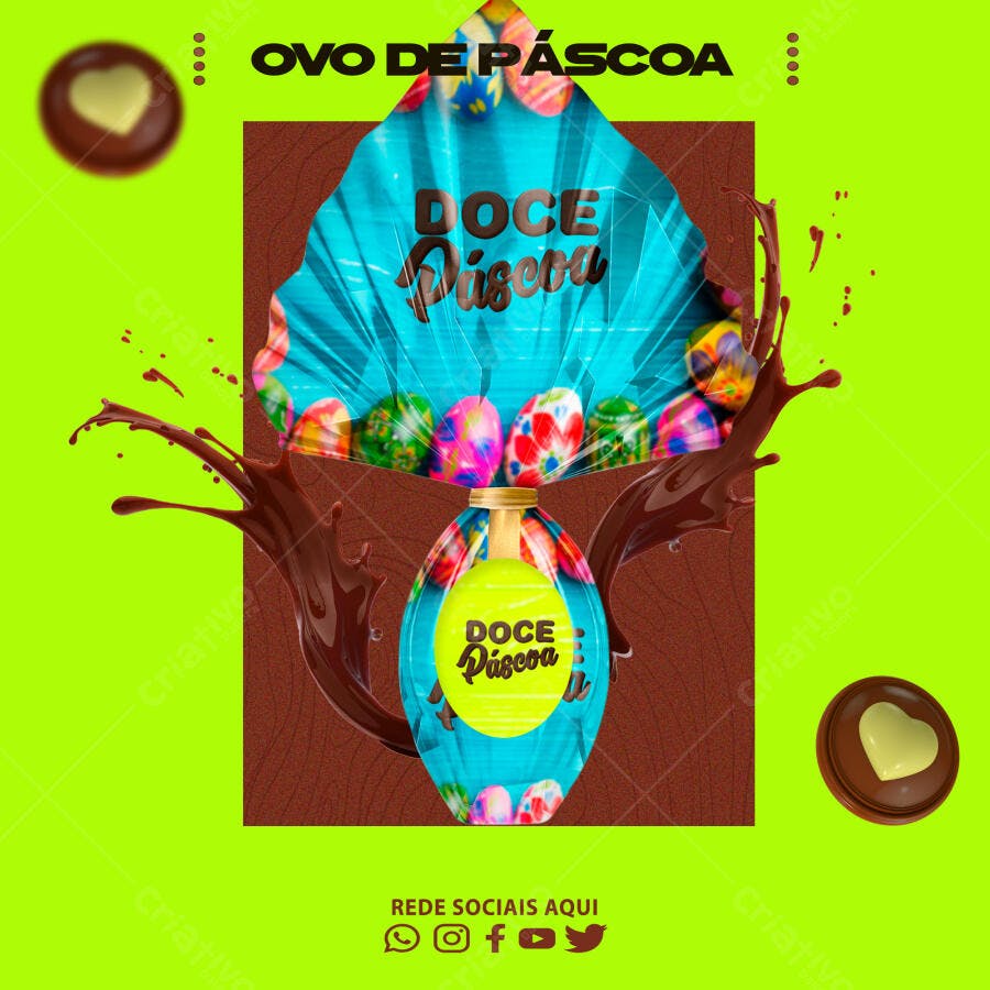 Post Páscoa Ovo de Páscoa Confeitaria PSD Editável