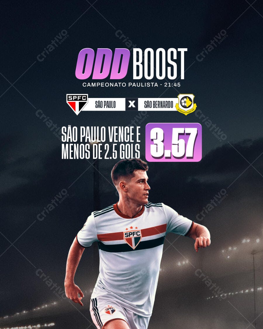 Flyer Aposta Esportiva Futebol ODD BOOST Campeonato Paulista PSD Editável