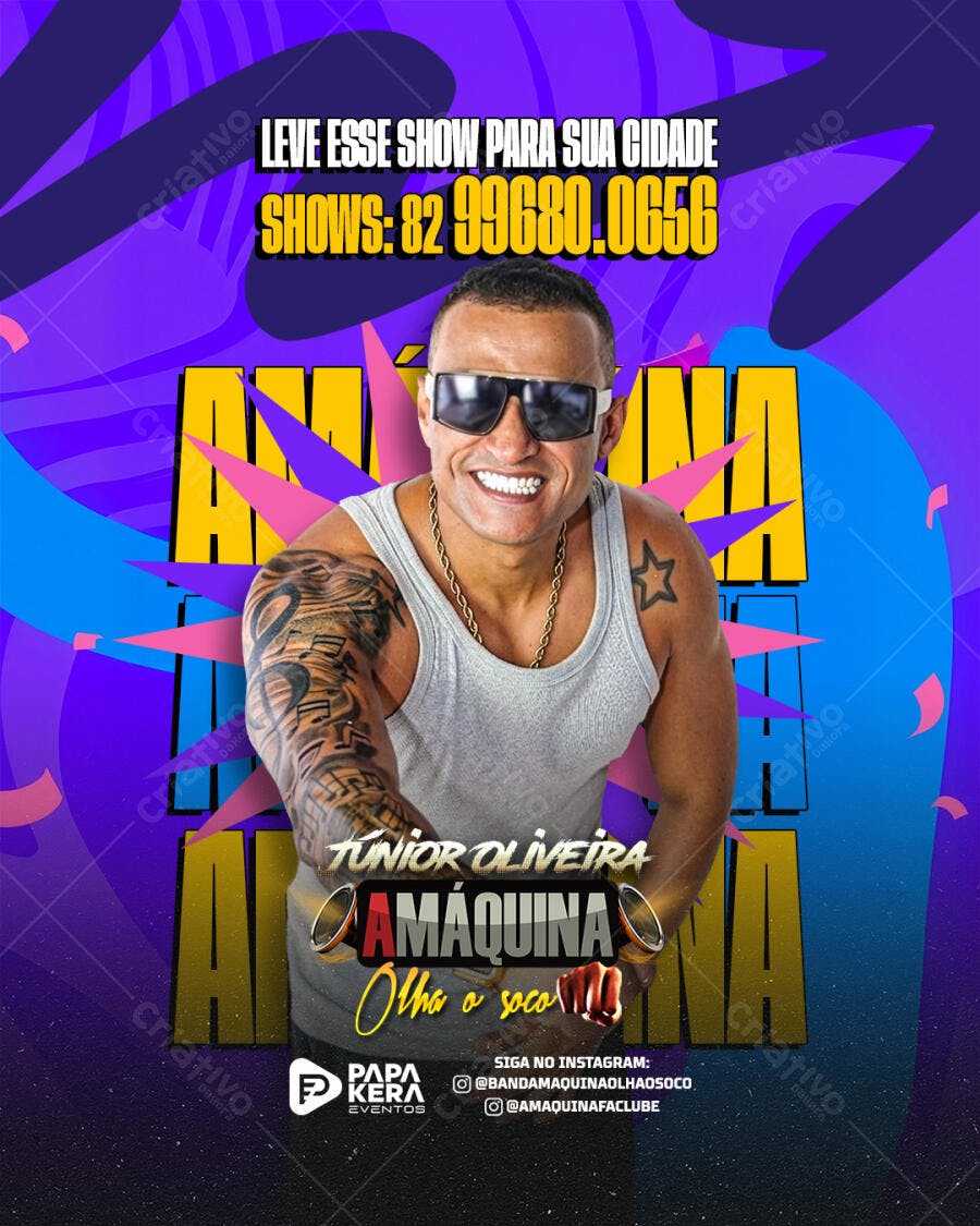Flyer Show Musical Banda A Máquina PSD Editável