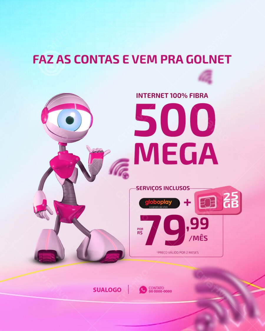 Post Instagram Provedor Internet Fibra PSD Editável