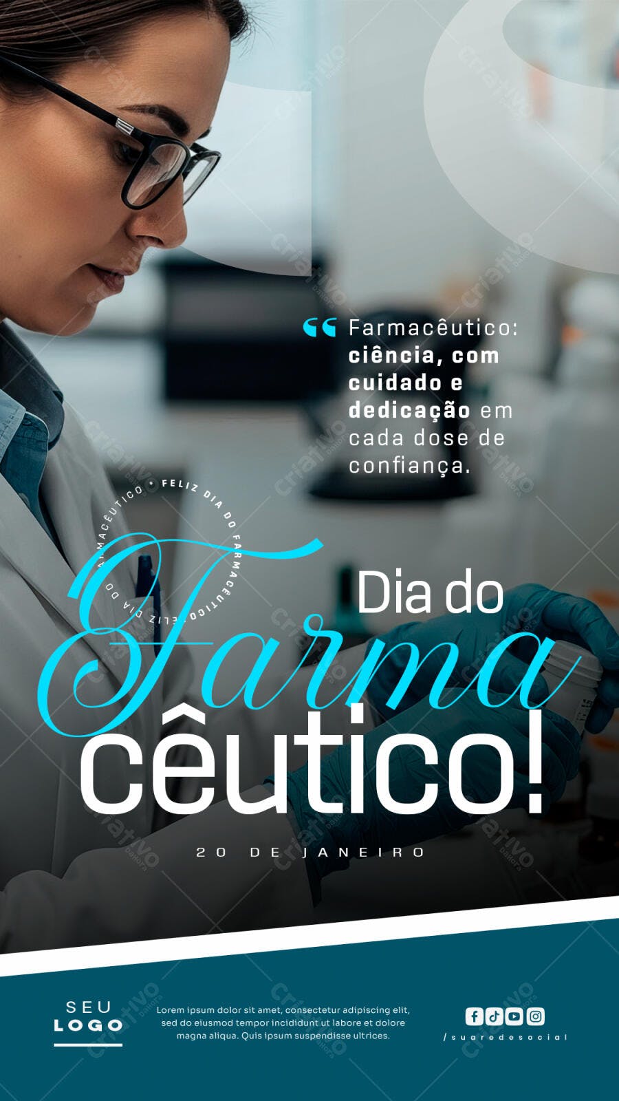 Story Instagram Dia do Farmacêutico 20 de Janeiro PSD Editável