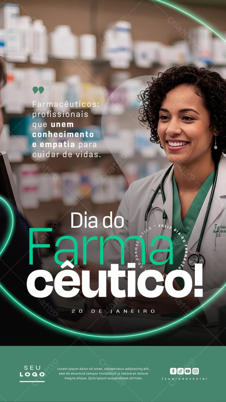 Post Instagram Dia do Farmacêutico Farmácia PSD Editável