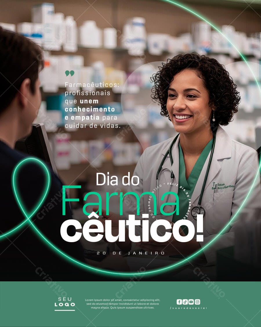 Post Dia do Farmacêutico 20 de Janeiro PSD Editável