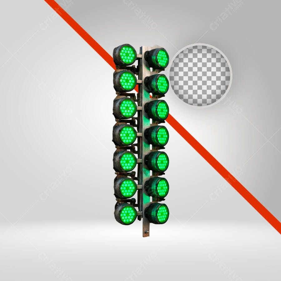 Elemento 3D Semáforo Luzes Verdes Corrida PNG Fundo Transparente