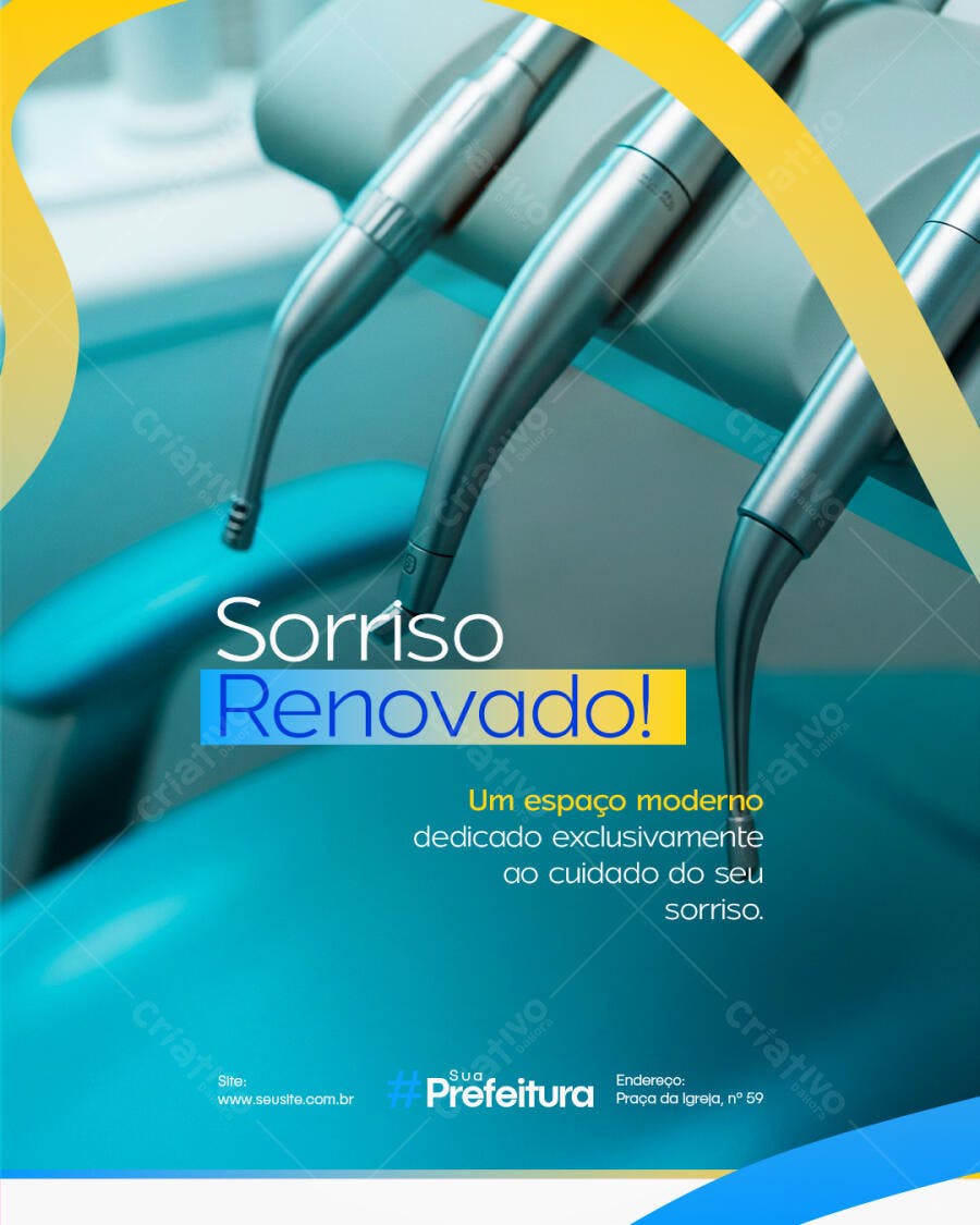 Flyer Odontologia Sorriso Renovado Clínica Dental PSD Editável
