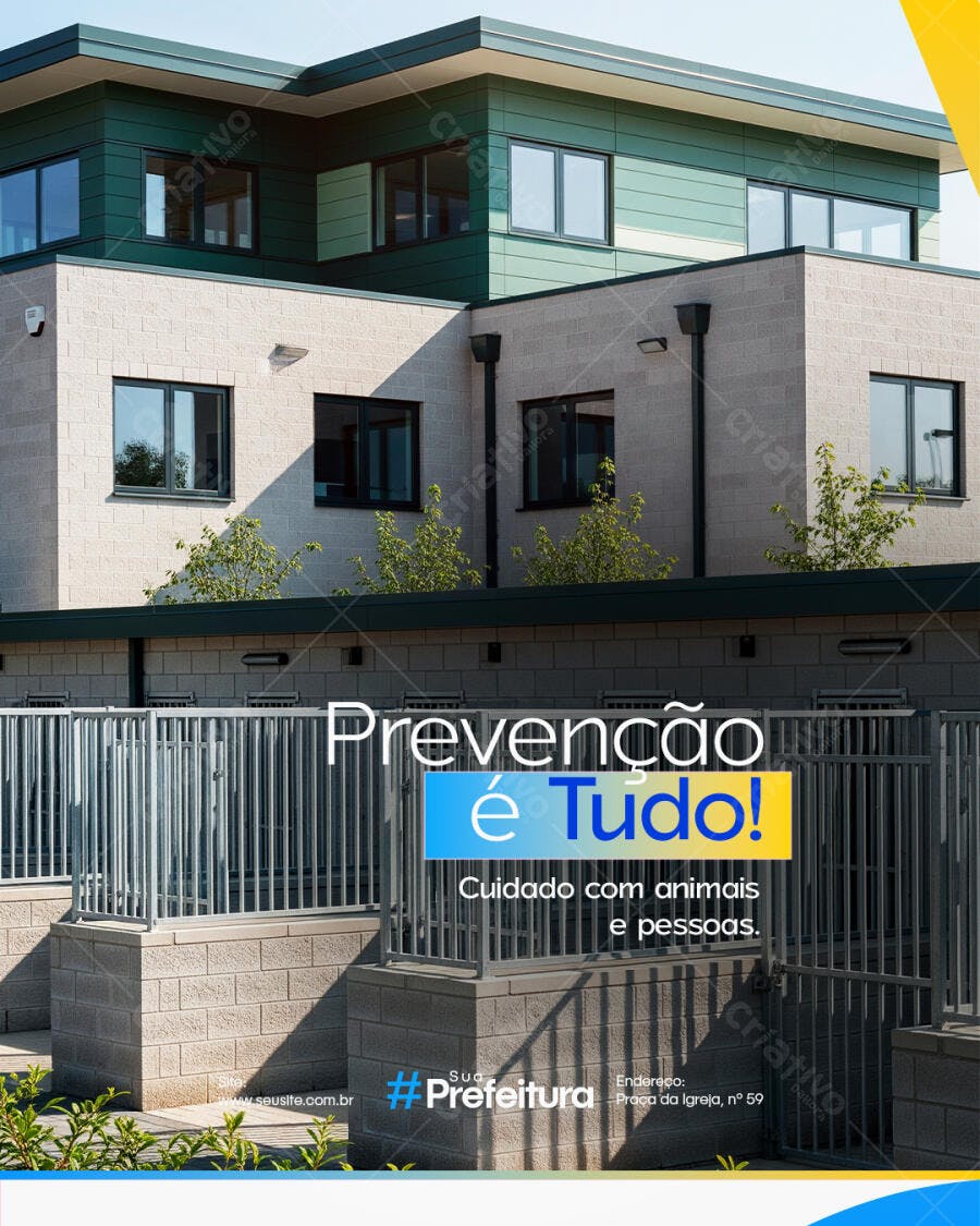 Post Social Media Prefeitura Prevenção Animais PSD Editável