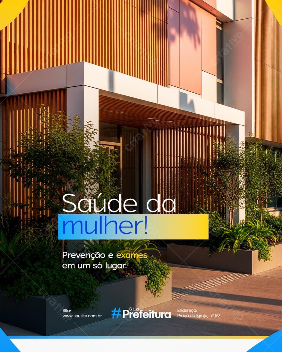 Flyer Saúde da Mulher para Campanha Prefeitura PSD Editável