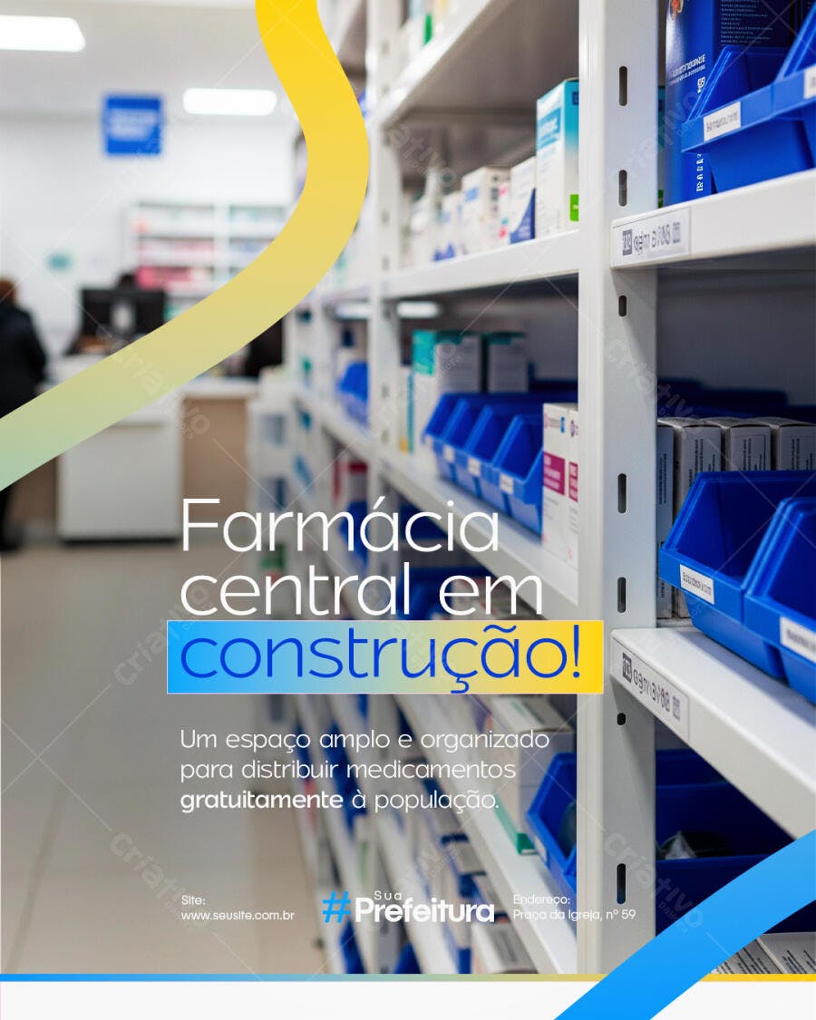 Flyer Farmácia Central em Construção PSD Editável