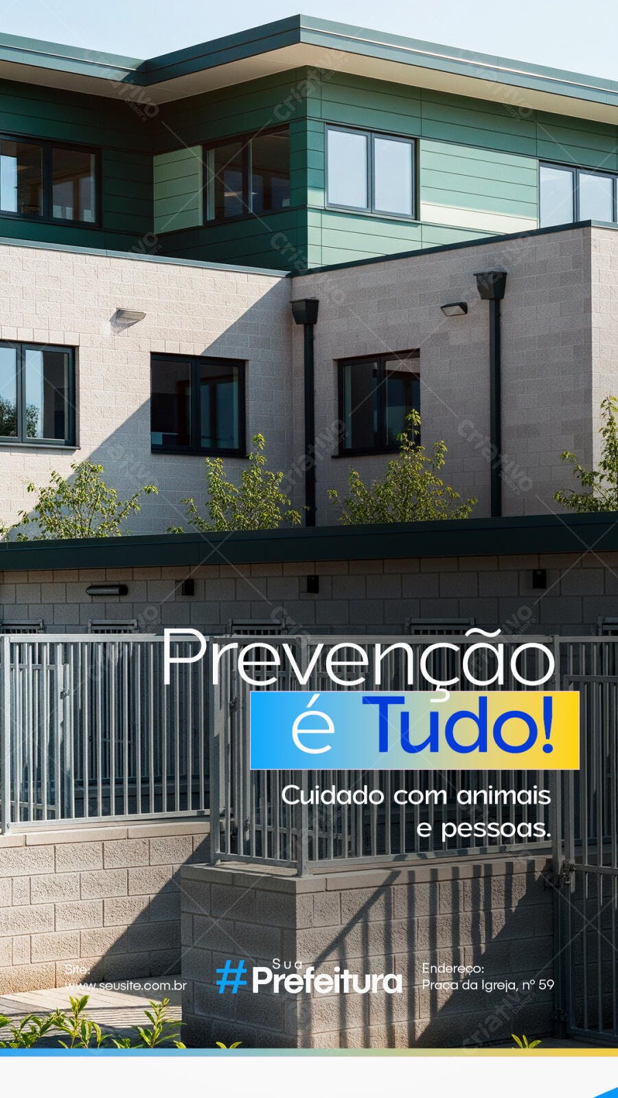 Post Redes Sociais Campanha Prevenção Animais e Pessoas PSD Editável