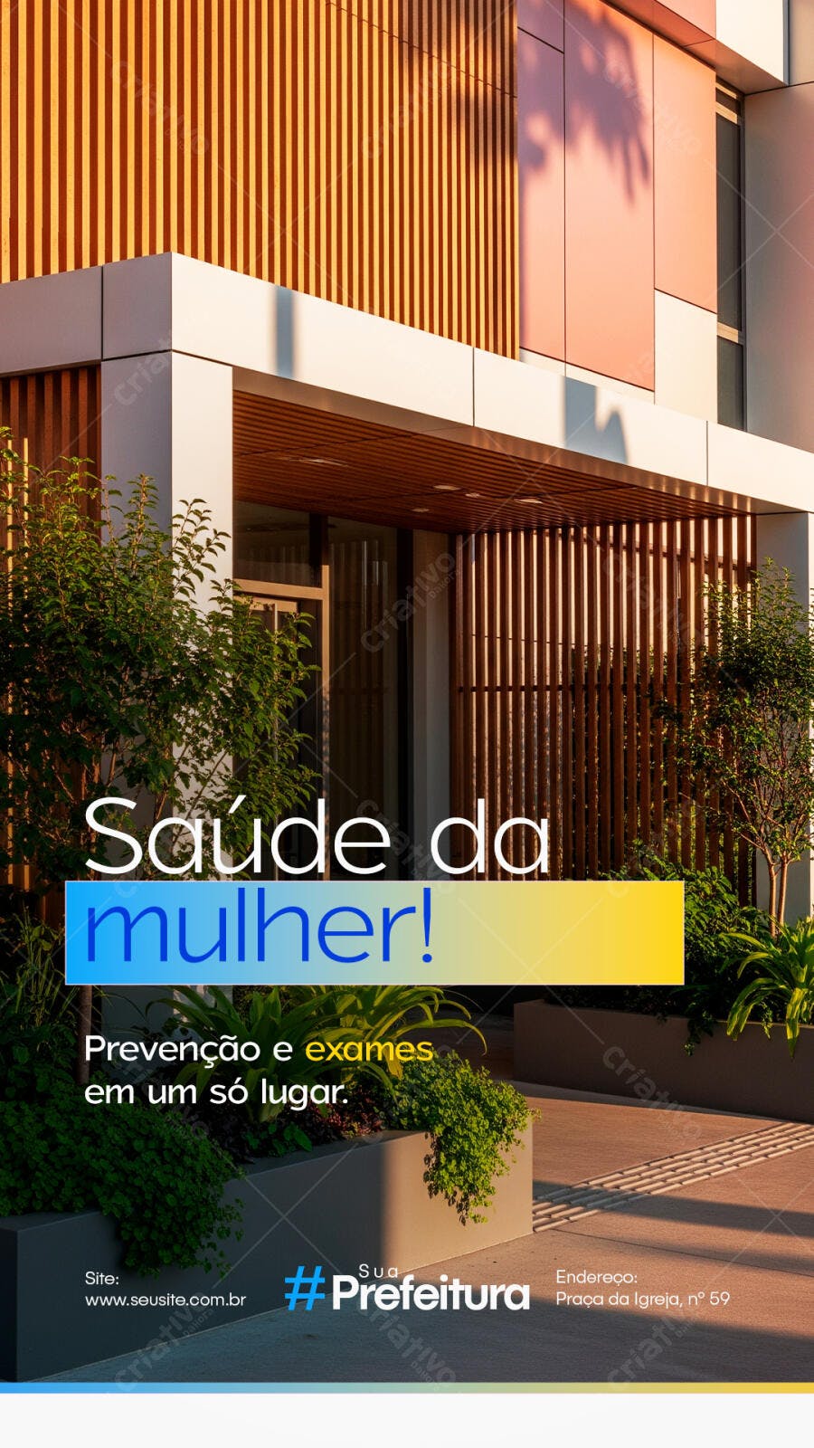 Flyer Campanha Saúde da Mulher Prefeitura PSD Editável