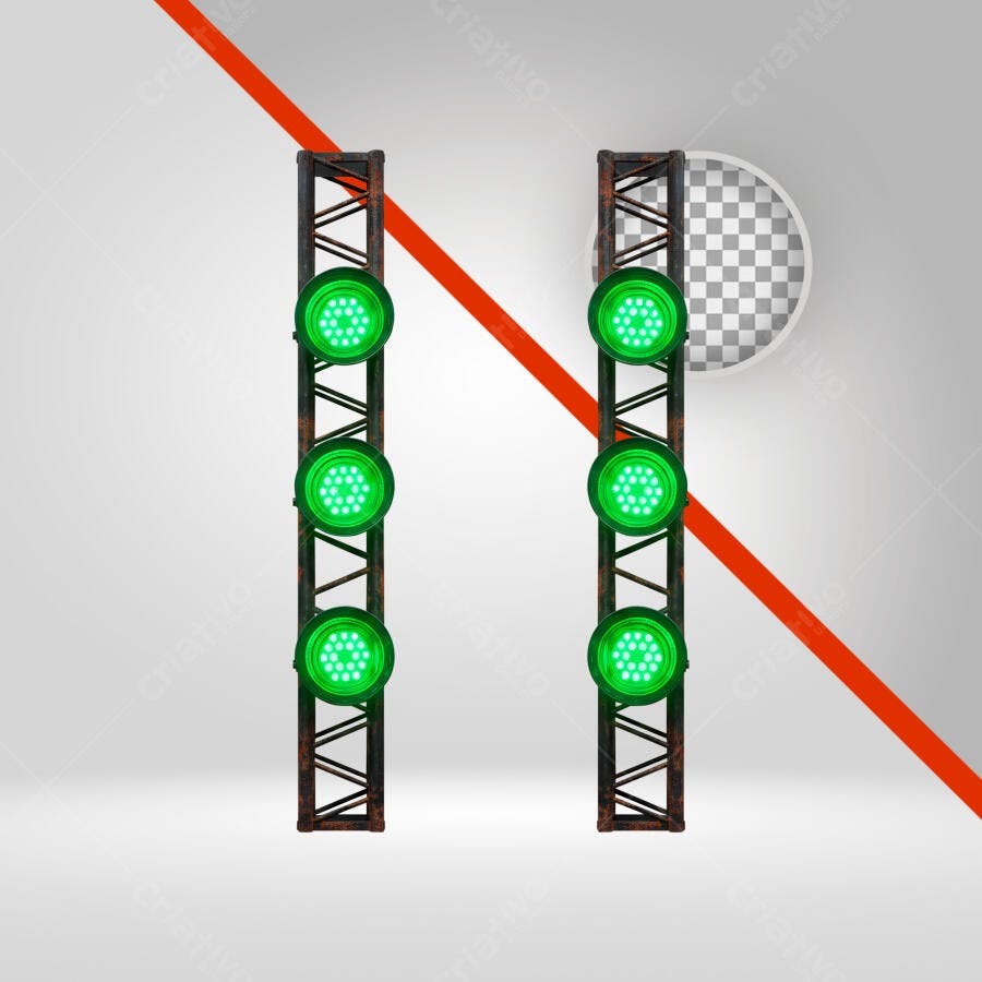 Elemento 3D Iluminação Palco Verde PNG Fundo Transparente