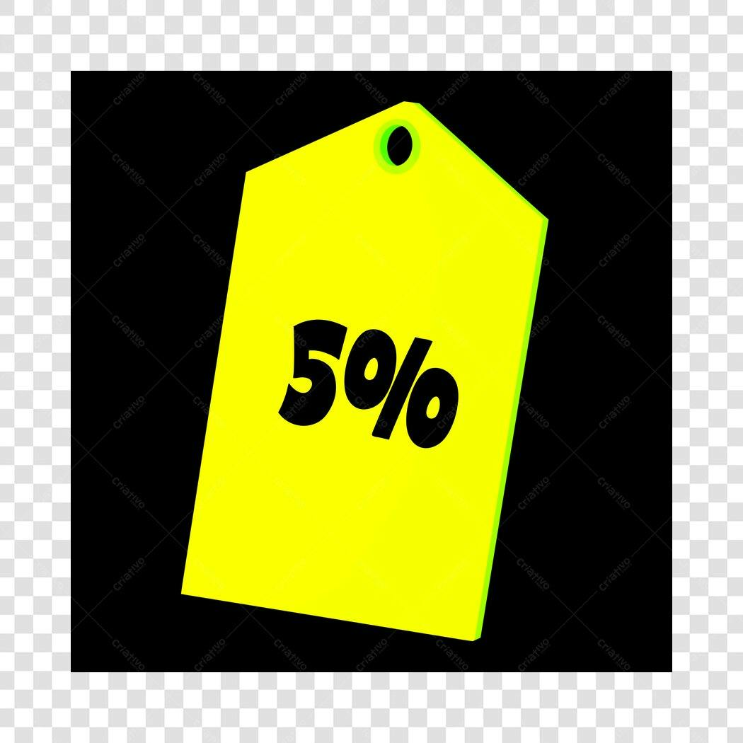 Ícone Etiqueta Desconto 5% Amarela PNG Fundo Transparente