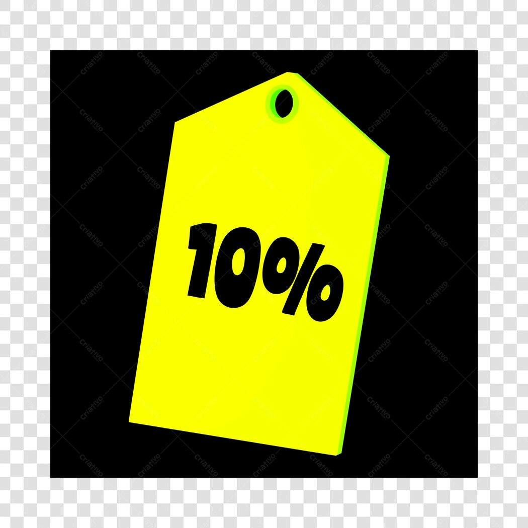Ícone Etiqueta Desconto 10% Amarelo PNG Fundo Transparente