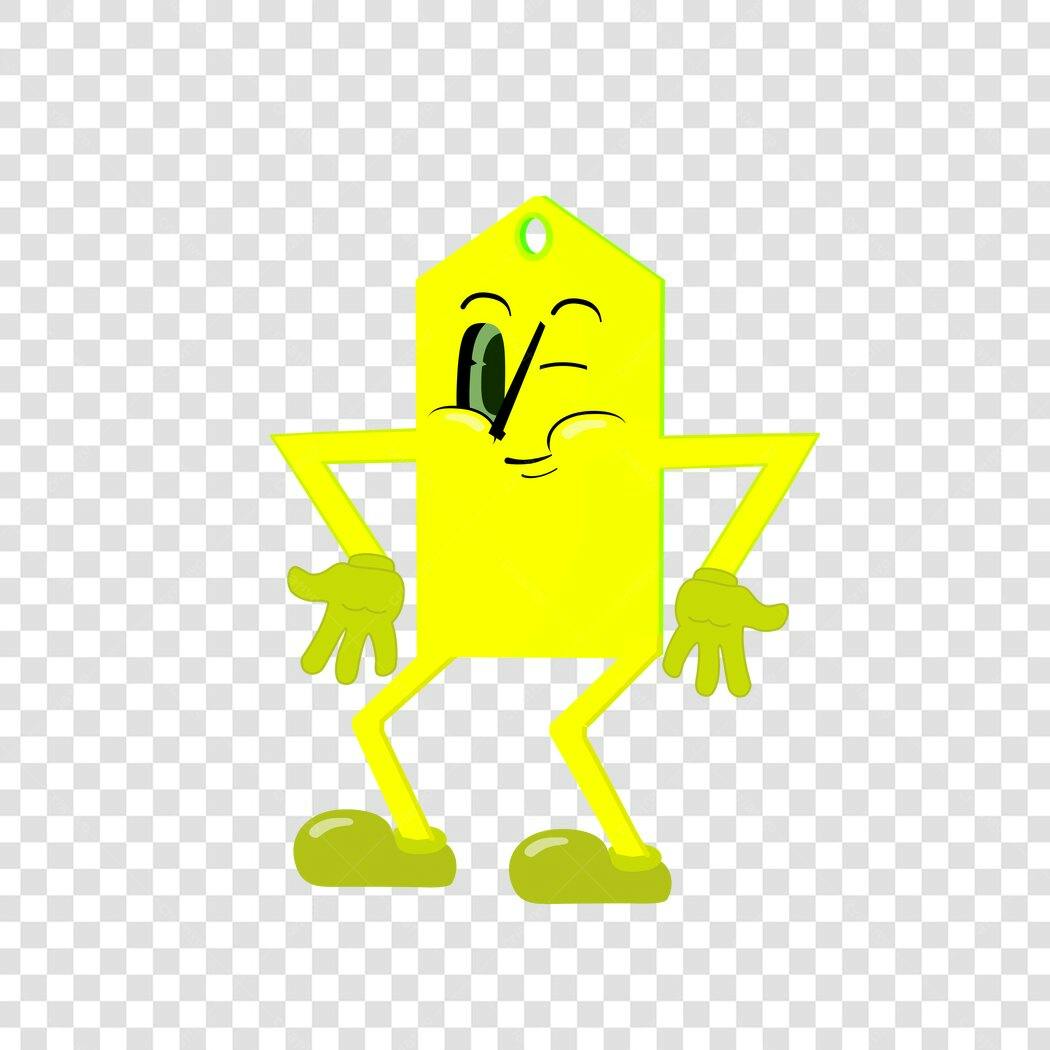 Personagem Ilustrado Amarelo Piscando PNG Fundo Transparente
