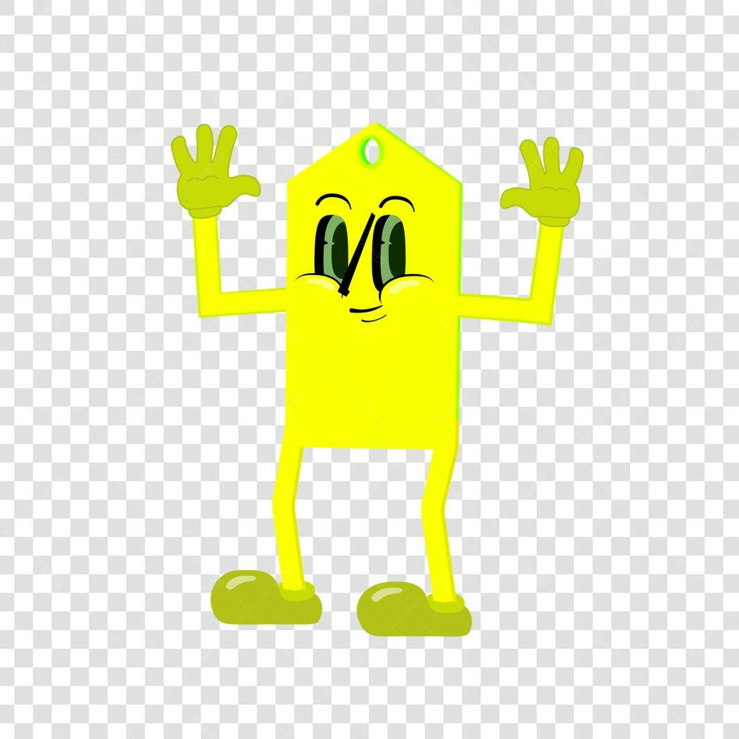 Personagem Ilustrado Amarelo Feliz Acenando PNG Fundo Transparente