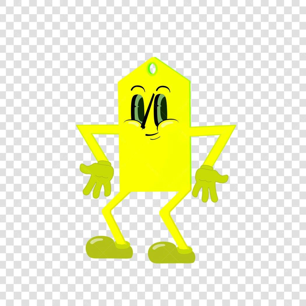 Personagem Ilustrado Amarelo Robô Geométrico PNG Fundo Transparente