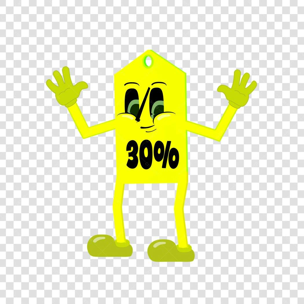Personagem Ilustrado Etiqueta 30% Desconto PNG Fundo Transparente