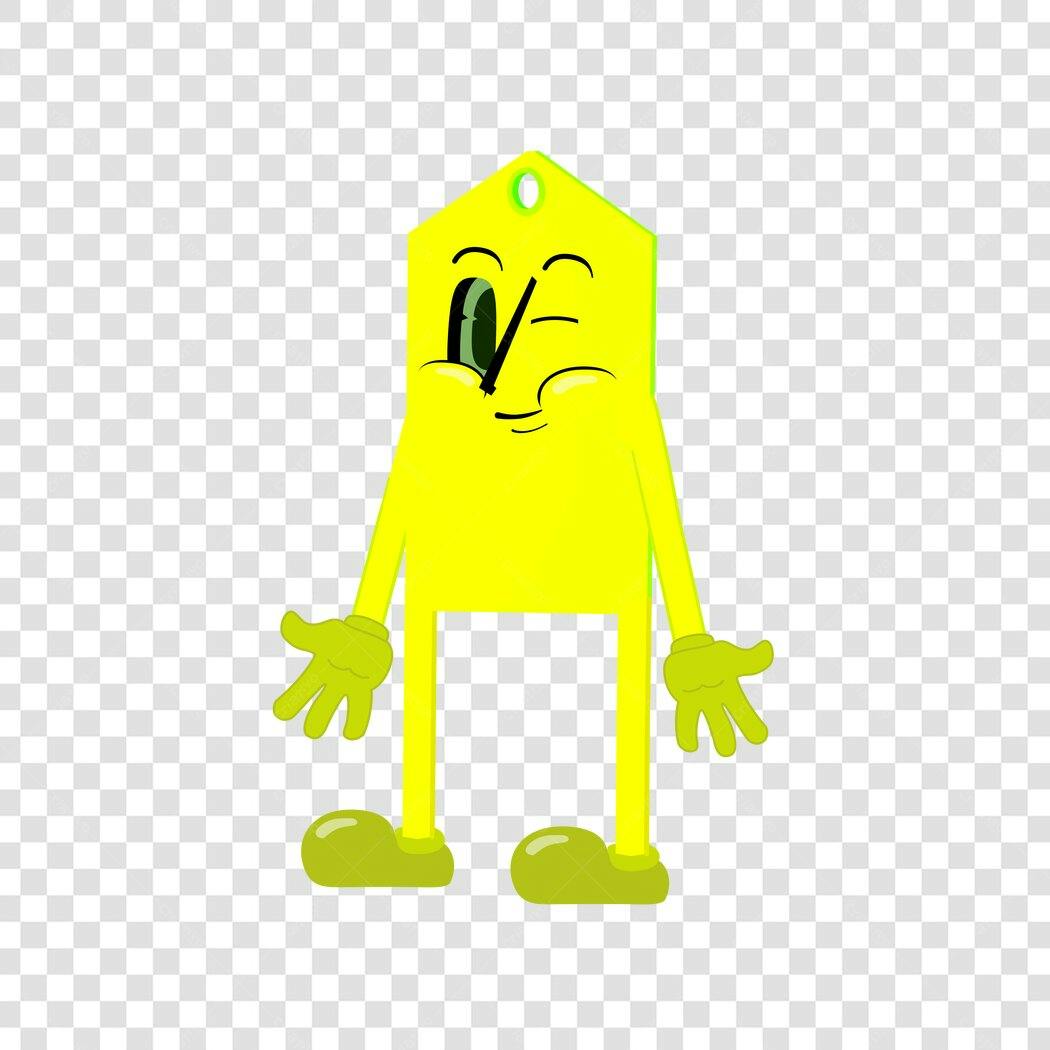 Personagem Ilustrado Amarelo Piscando PNG Fundo Transparente