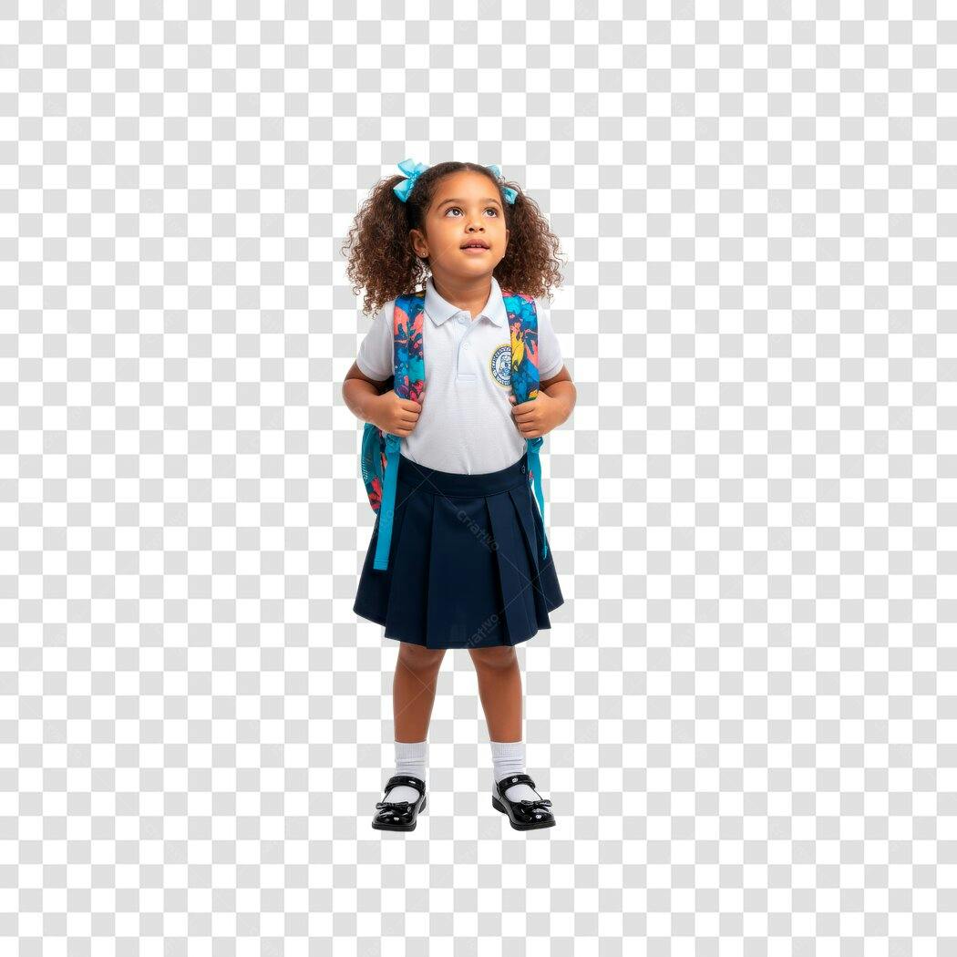Foto Recortada Menina Estudante Uniforme Escolar PNG Fundo Transparente