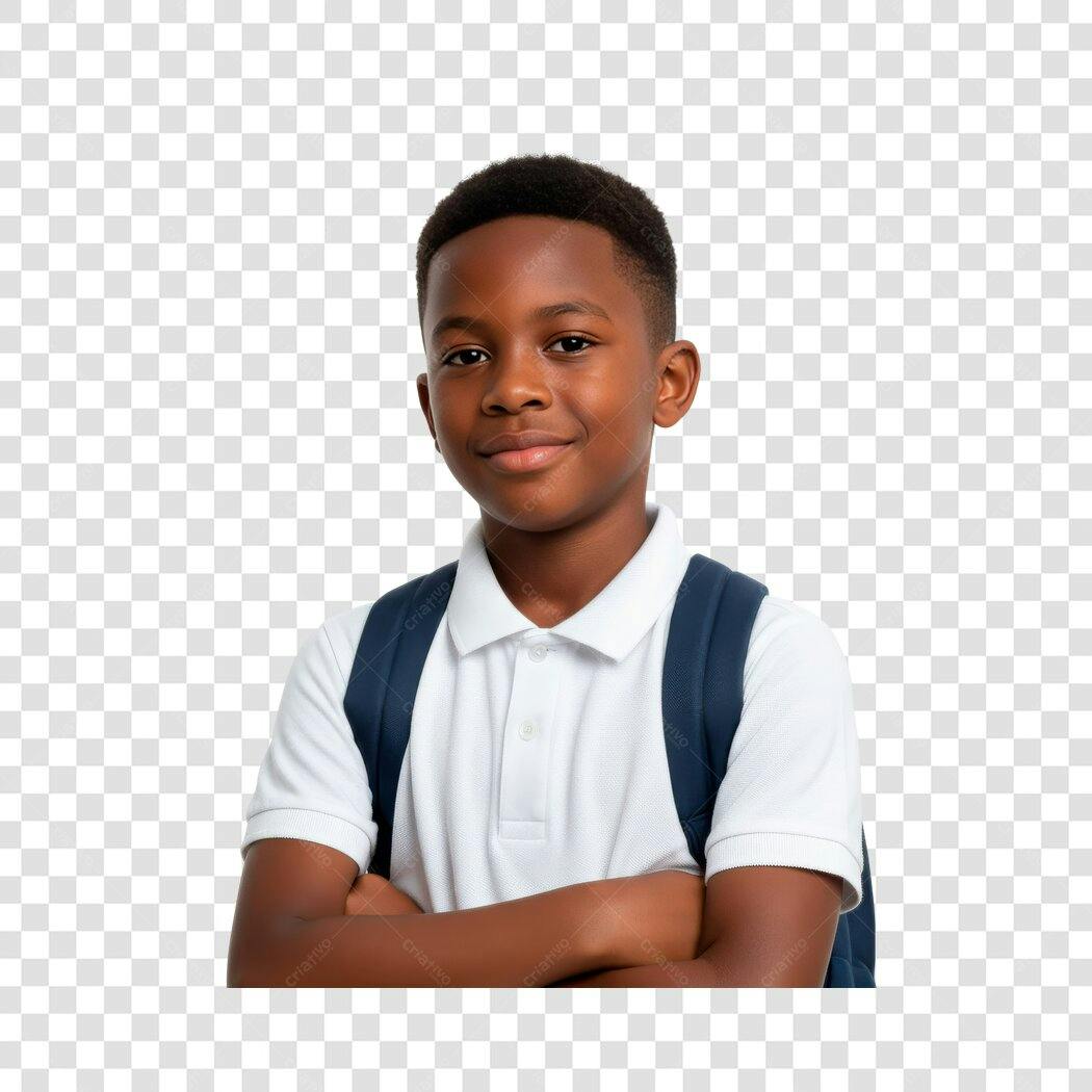 Foto Recortada Menino Negro Estudante Sorrindo PNG Fundo Transparente