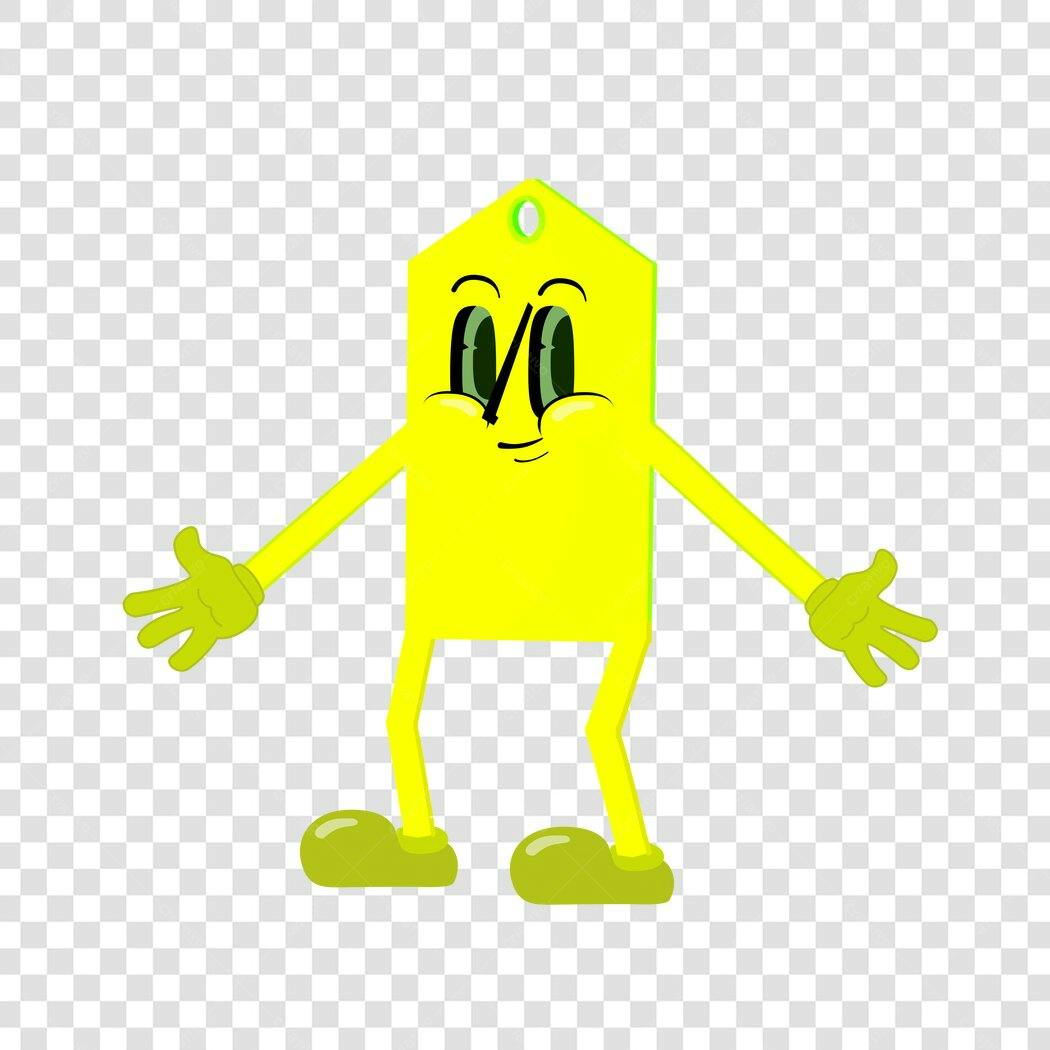 Personagem Ilustrado Retângulo Amarelo Desenho Animado PNG Fundo Transparente