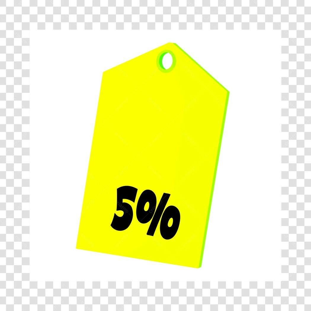 Ícone Etiqueta Desconto 5% Amarelo PNG Fundo Transparente