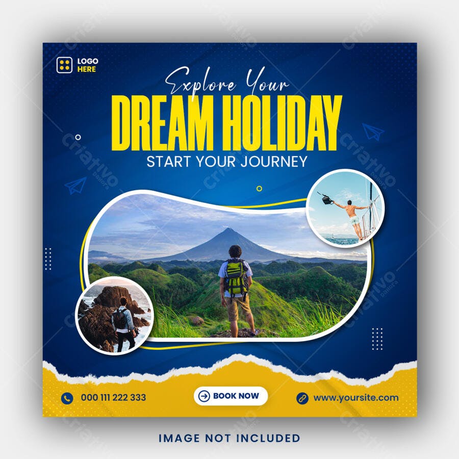 Post Instagram Viagem Férias Agência Turismo PSD Editável