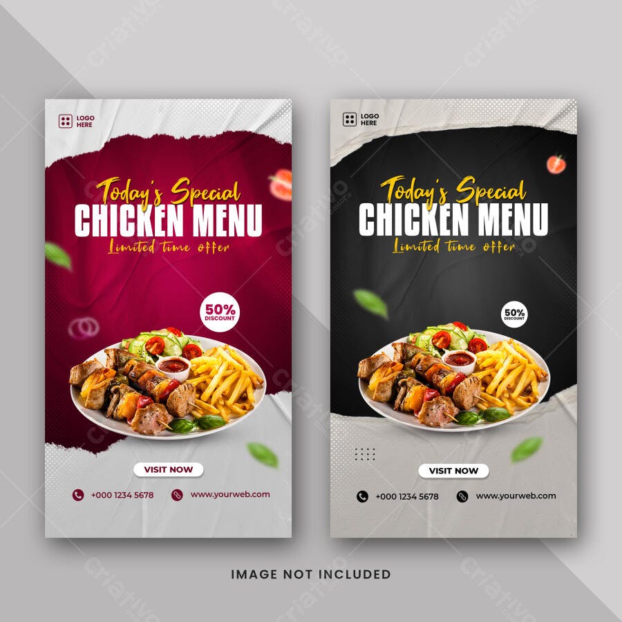 Story Instagram Menu Frango Restaurante PSD Editável