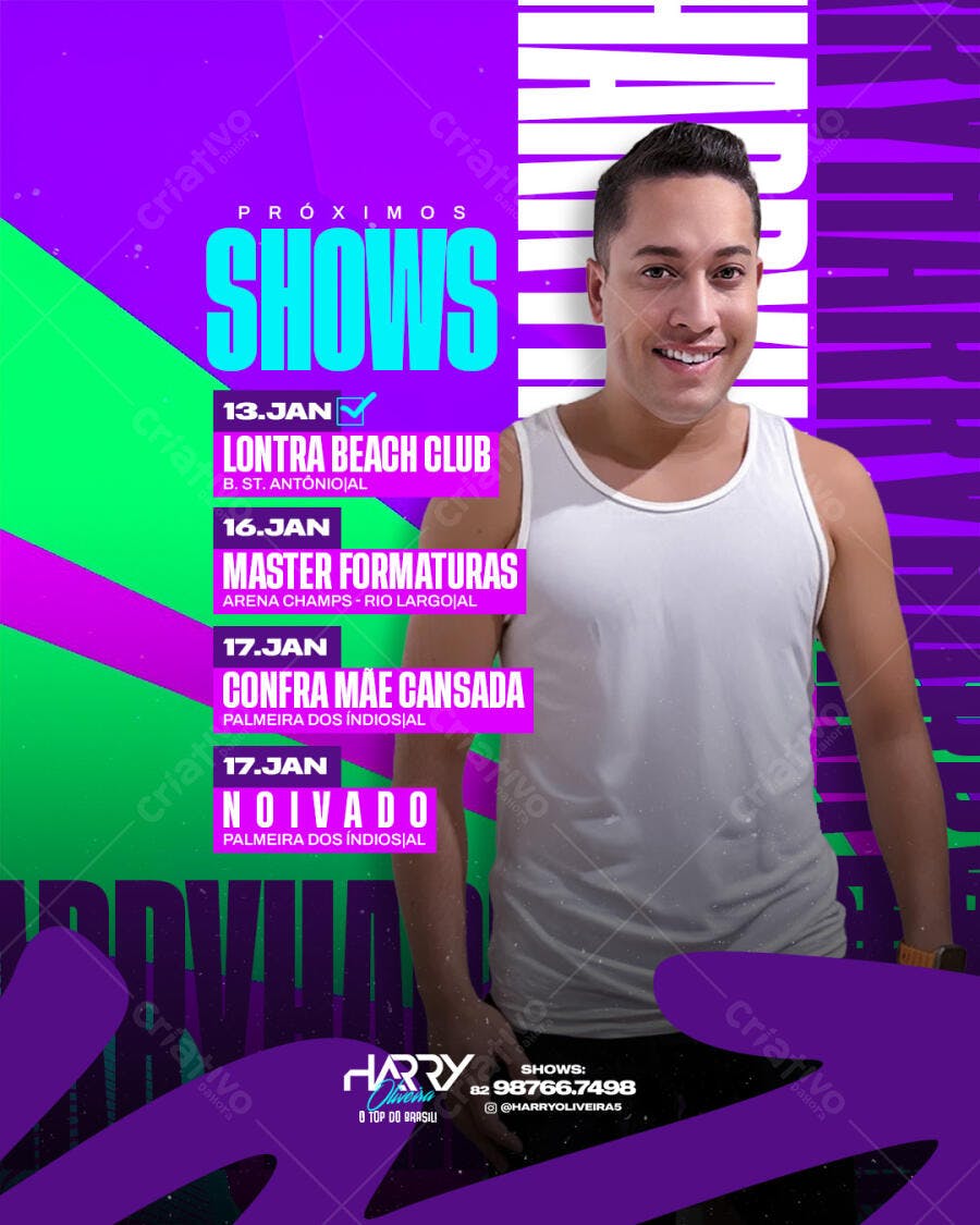 Post Instagram Próximos Shows DJ Eventos PSD Editável