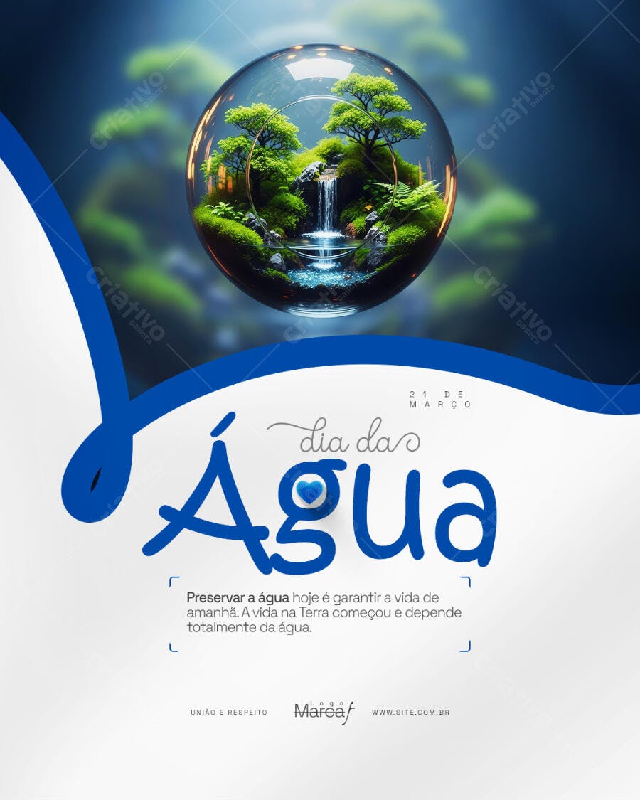 Post Dia da Água 21 de Março Conscientização PSD Editável