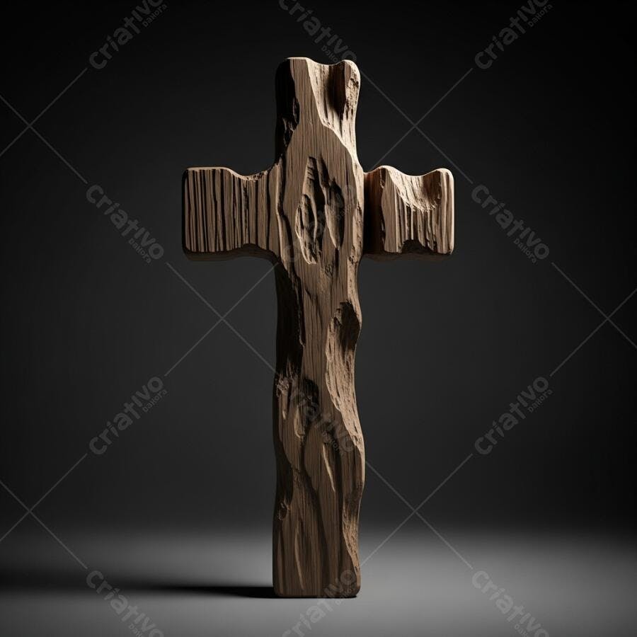 Foto Cruz de Madeira Rústica Fundo Escuro Estúdio