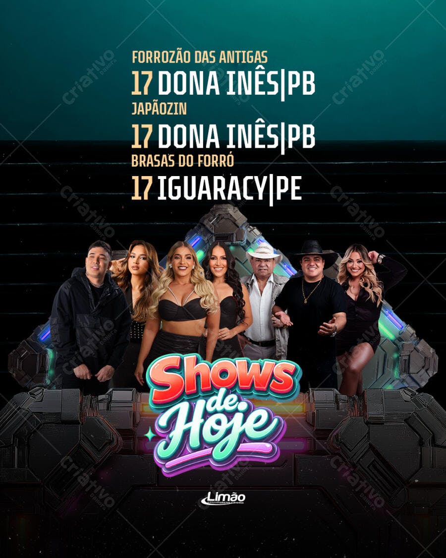 Flyer Forrozão das Antigas Shows de Hoje PSD Editável