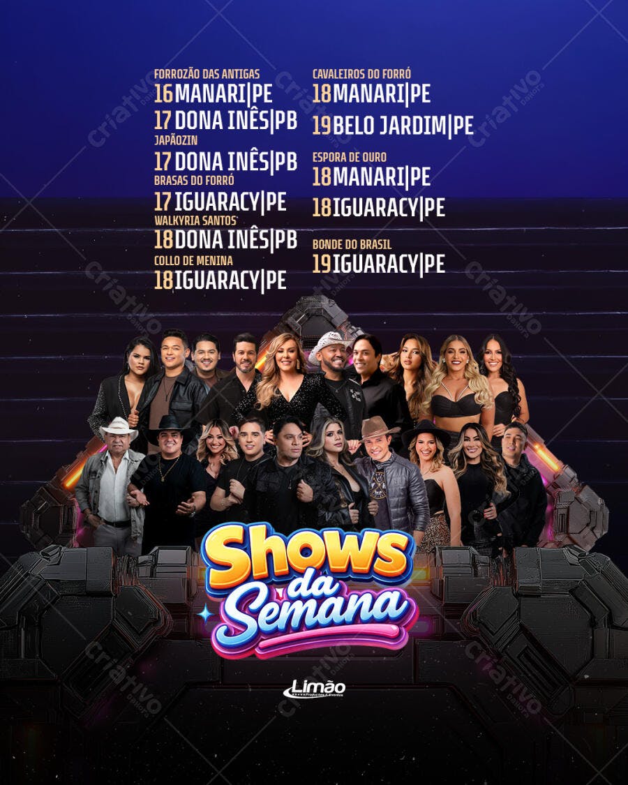 Post Shows da Semana Eventos Forró PSD Editável