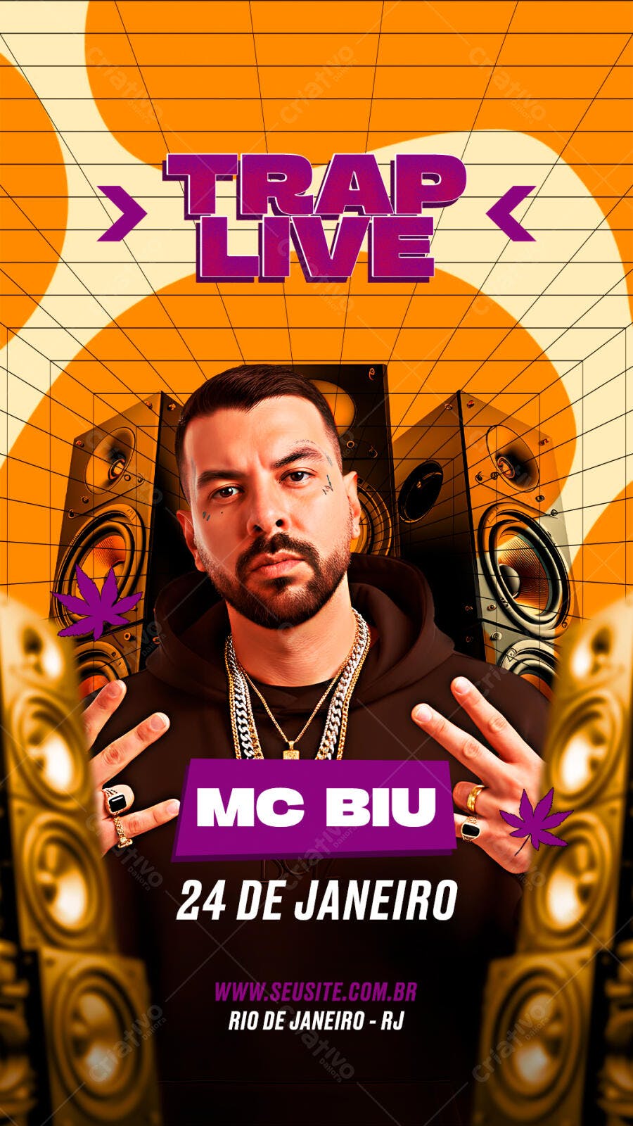 Story Instagram Trap Live MC Biu Janeiro PSD Editável