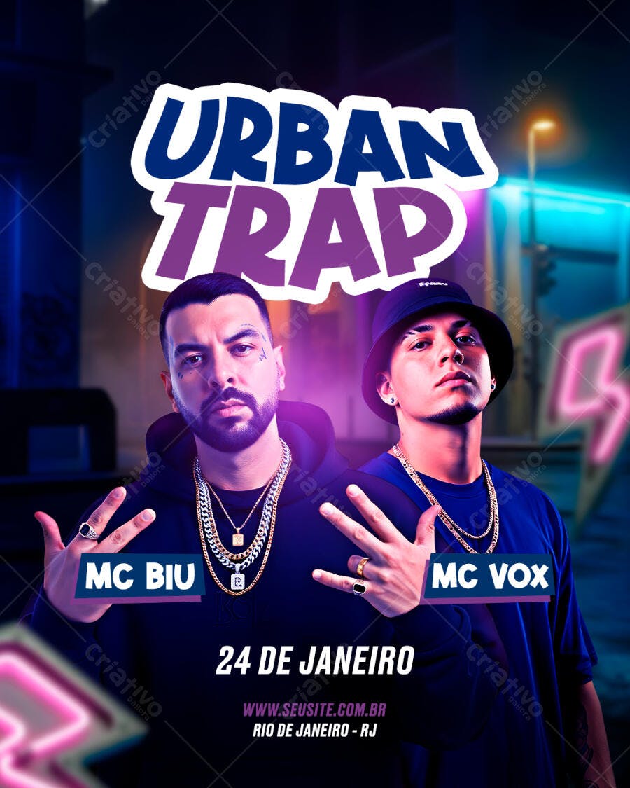 Flyer Festa Urban Trap Janeiro PSD Editável