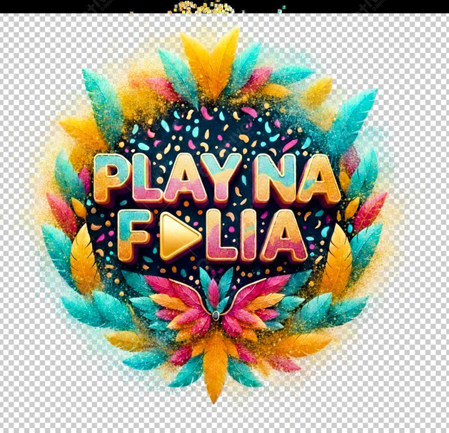 Logo Play na Folia Carnaval PSD Editável