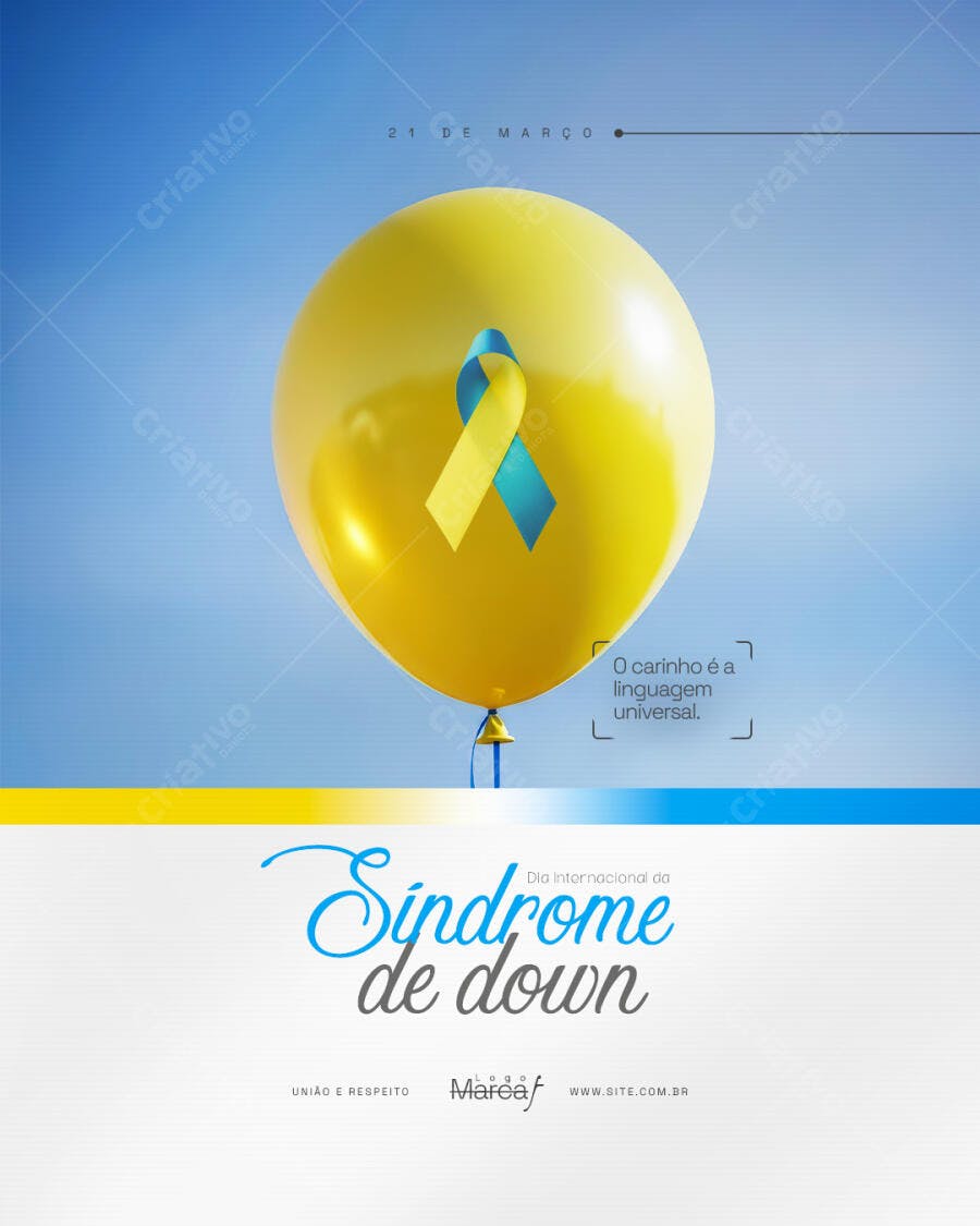 Post Instagram Dia Internacional da Síndrome de Down PSD Editável