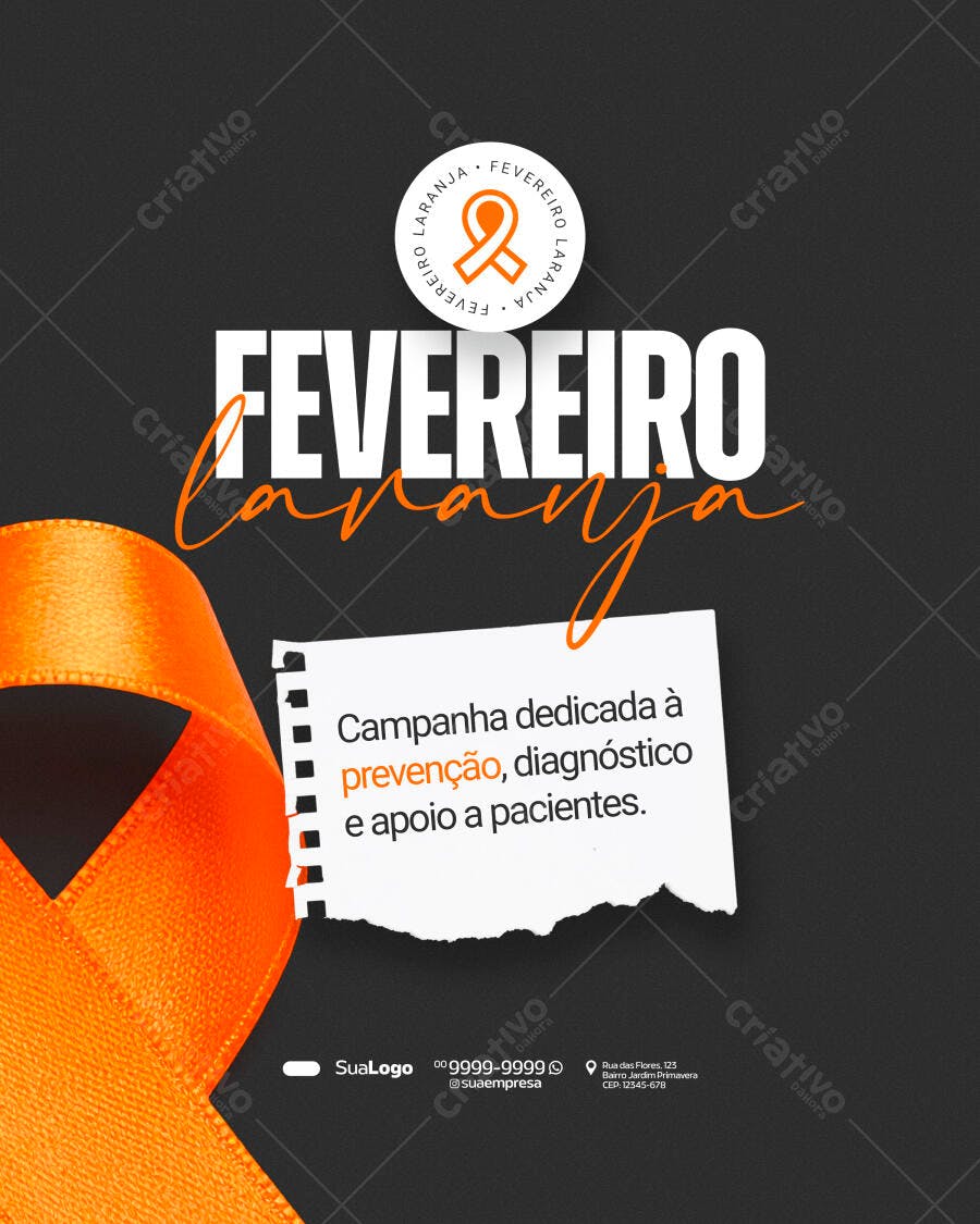 Post Fevereiro Laranja Campanha Saúde PSD Editável