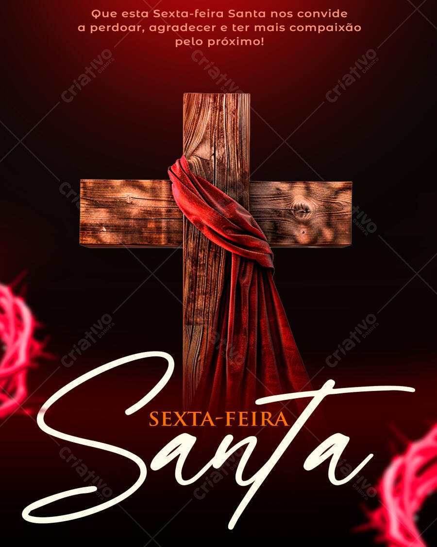 Post Sexta-feira Santa Páscoa Religioso PSD Editável