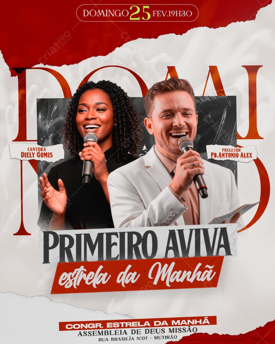 Flyer Evento Religioso Igreja Primeiro Aviva PSD Editável