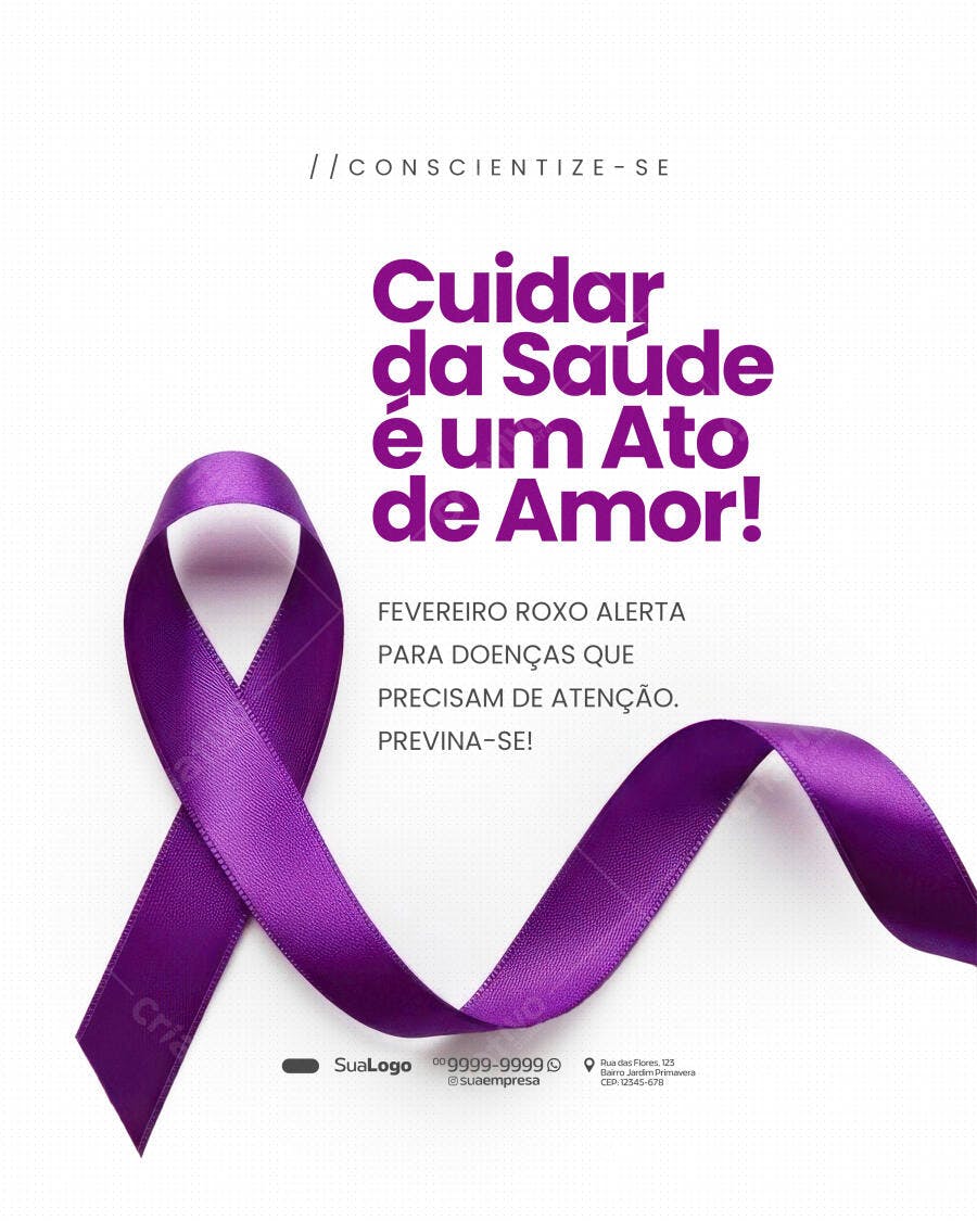 Post Fevereiro Roxo Saúde Conscientização PSD Editável