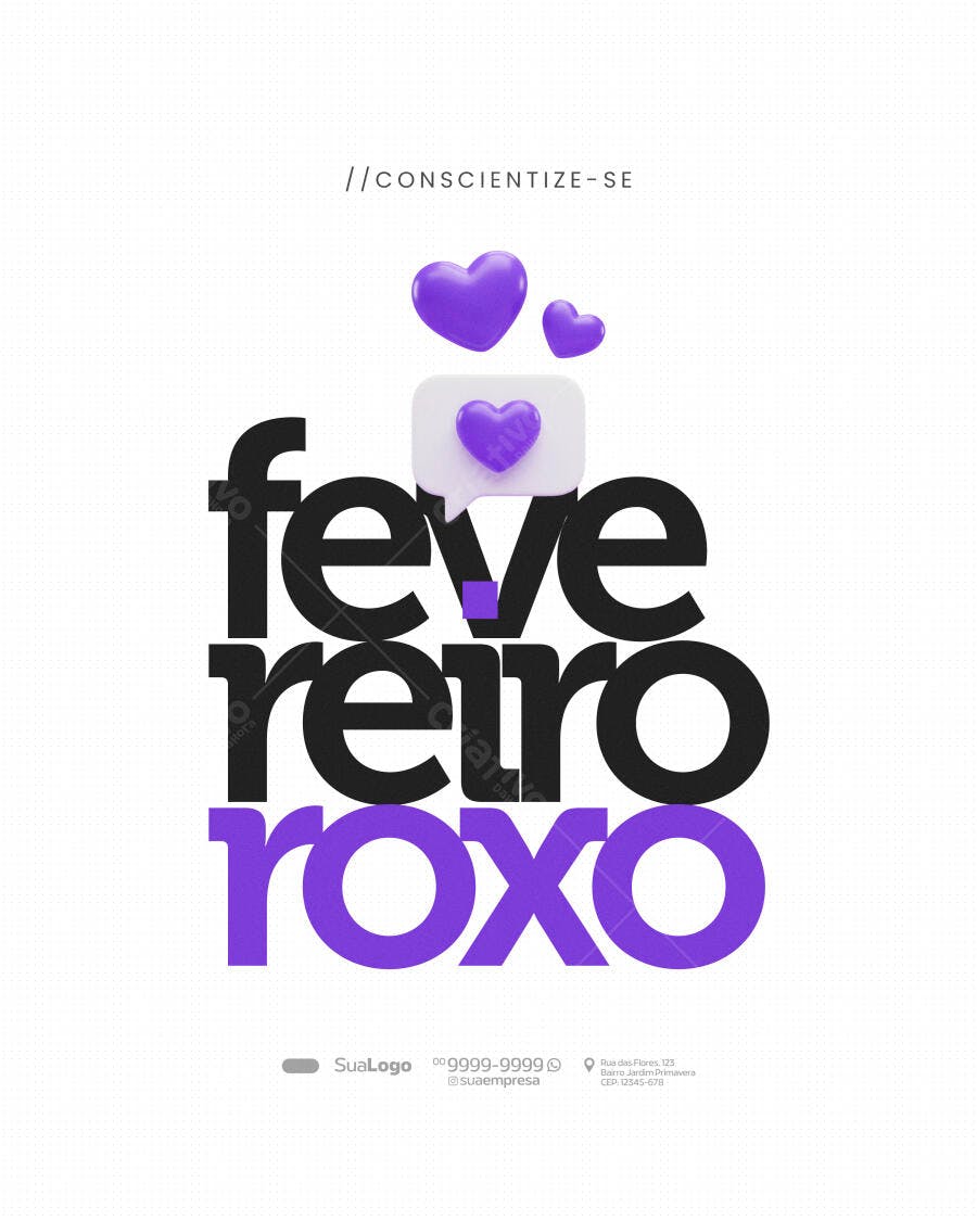 Post Instagram Fevereiro Roxo Conscientização PSD Editável