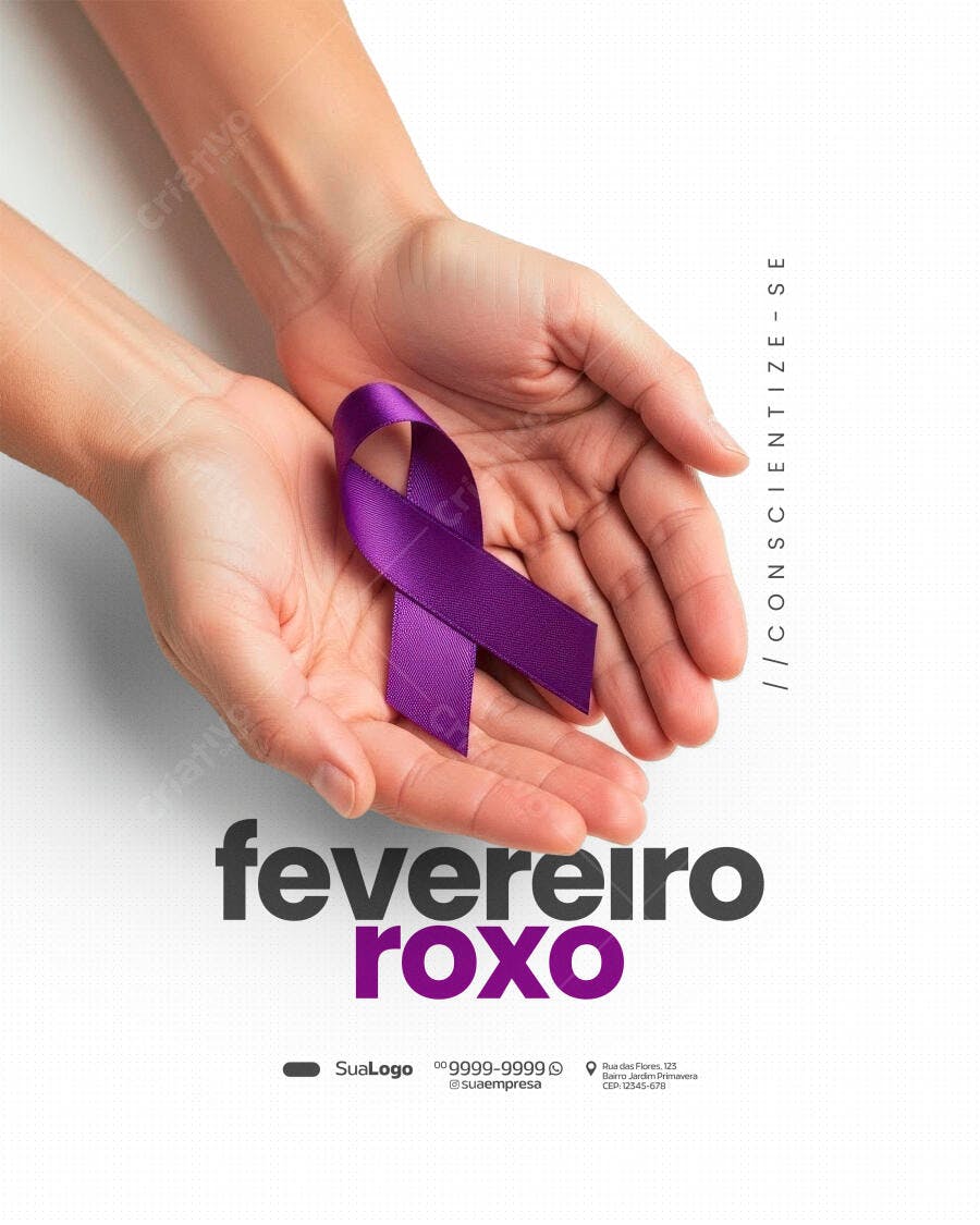 Post Instagram Fevereiro Roxo Conscientização PSD Editável