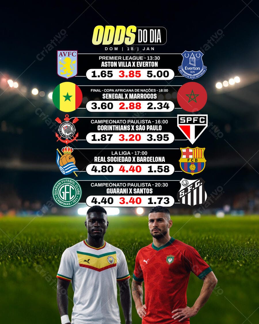 Post Instagram Odds do Dia Apostas Esportivas PSD Editável